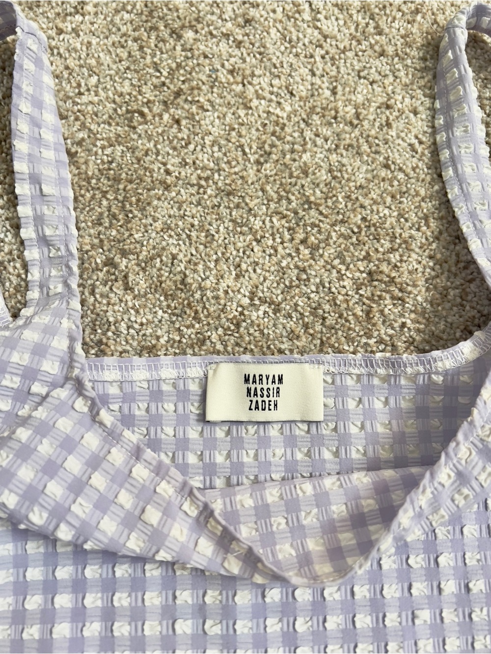 Maryam Nassir Zadeh Lilac Gingham Square-Neck mini Dress - Picture 3 of 6